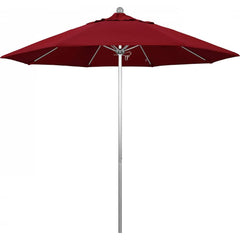 California Umbrella - Patio Umbrellas; Umbrella Diameter (Inch): 108 ; Height (Feet): 8.583 ; Fabric Color: Red ; Base Included: No ; Frame Material: Aluminum ; Frame Color: Silver - Exact Industrial Supply