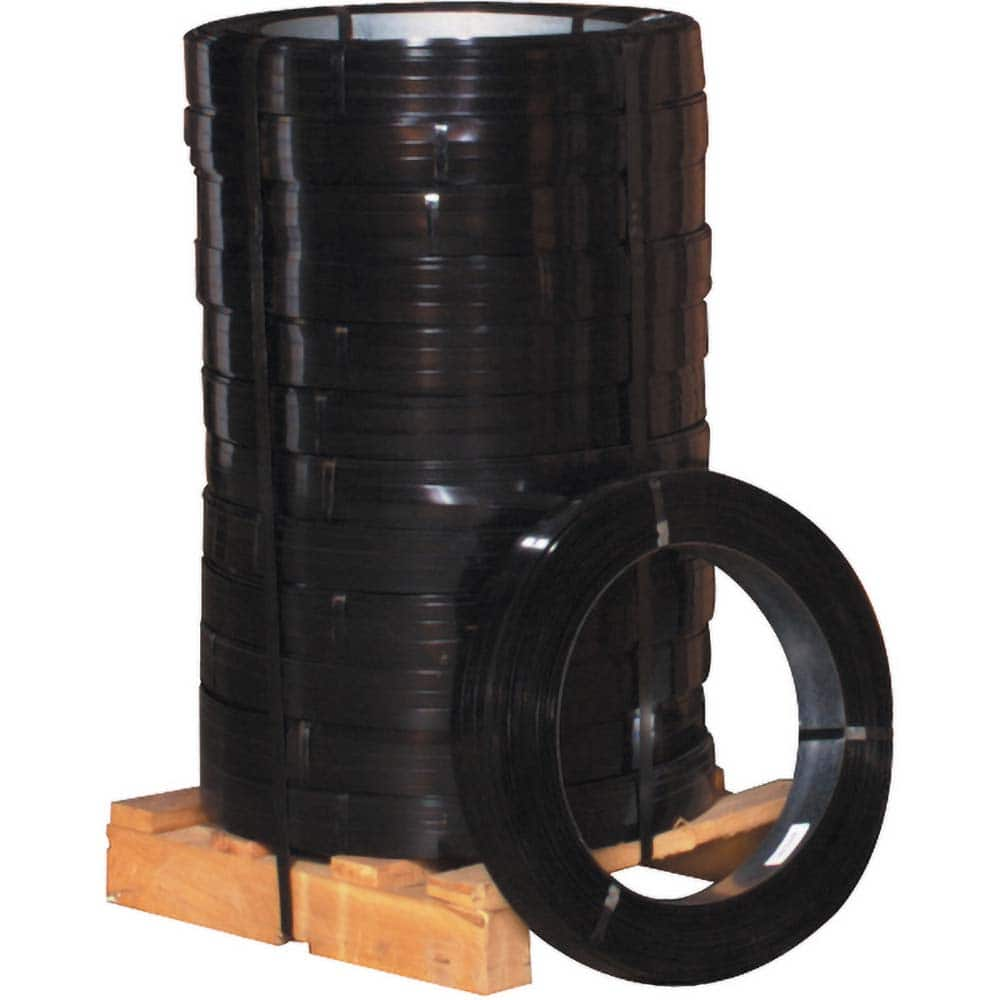 Steel Strapping: 1/2″ Wide, 2,560' Long, 0.023″ Thick, Oscillated Coil 1,320 lb Breaking Strength, Steel