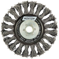 Norton - 4-1/2" OD, 5/8-11 Arbor Hole, Knotted Carbon Wheel Brush - Best Tool & Supply