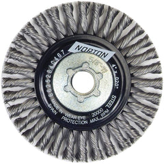 Norton - 4" OD, 5/8-11 Arbor Hole, Stringer Bead Twist Knot Carbon Wheel Brush - Best Tool & Supply