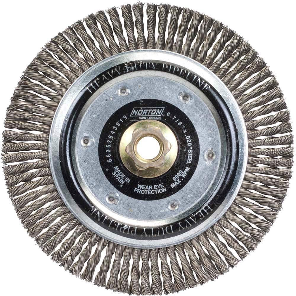 Norton - 6-7/8" OD, 5/8-11 Arbor Hole, Stringer Bead Carbon Wheel Brush - Best Tool & Supply