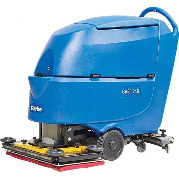 Clarke - 24" Cleaning Width, Battery Powered Walk Behind & Floor Scrubber - 1 hp, 2,250 RPM, 47" Water Lift, 16 Gal Tank Capacity, Series CA60 - Best Tool & Supply