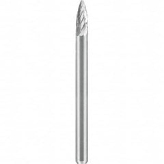 SGS Pro - 1/8" Cut Diam, 1/8" Shank Diam, Tungsten Carbide Double Cut Pointed Tree Burr - Best Tool & Supply