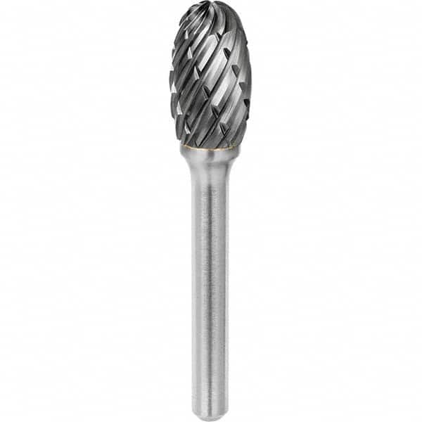 SGS Pro - 1/2" Cut Diam, 1/4" Shank Diam, Tungsten Carbide Steel Cut Oval Burr - Best Tool & Supply