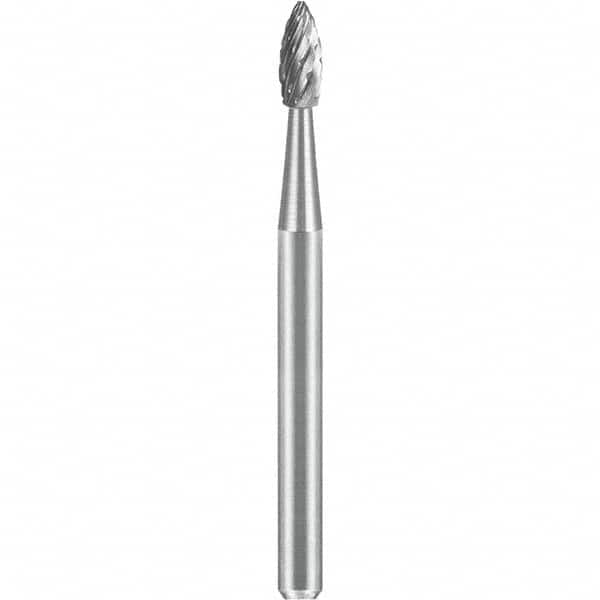 SGS Pro - 1/8" Cut Diam, 1/8" Shank Diam, Tungsten Carbide Double Cut Flame Burr - Best Tool & Supply