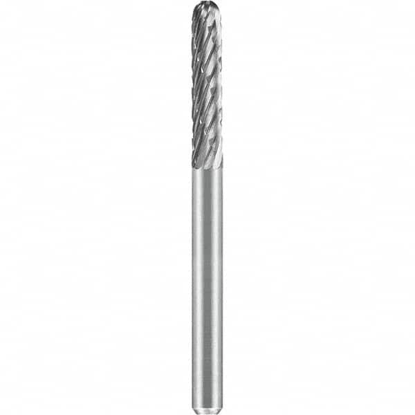 SGS Pro - 1/8" Cut Diam, 1/8" Shank Diam, Tungsten Carbide Double Cut Ball Nose Cylinder Burr - Best Tool & Supply