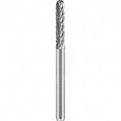 SGS Pro - 1/8" Cut Diam, 1/8" Shank Diam, Tungsten Carbide Double Cut Ball Nose Cylinder Burr - Best Tool & Supply