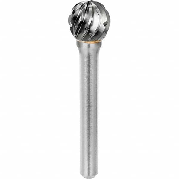 SGS Pro - 1/2" Cut Diam, 1/4" Shank Diam, Tungsten Carbide Steel Cut Ball Burr - Best Tool & Supply