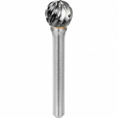 SGS Pro - 1/4" Cut Diam, 1/4" Shank Diam, Tungsten Carbide Steel Cut Ball Burr - Best Tool & Supply
