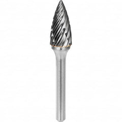 SGS Pro - 1/4" Cut Diam, 1/4" Shank Diam, Tungsten Carbide Steel Cut Pointed Tree Burr - Best Tool & Supply