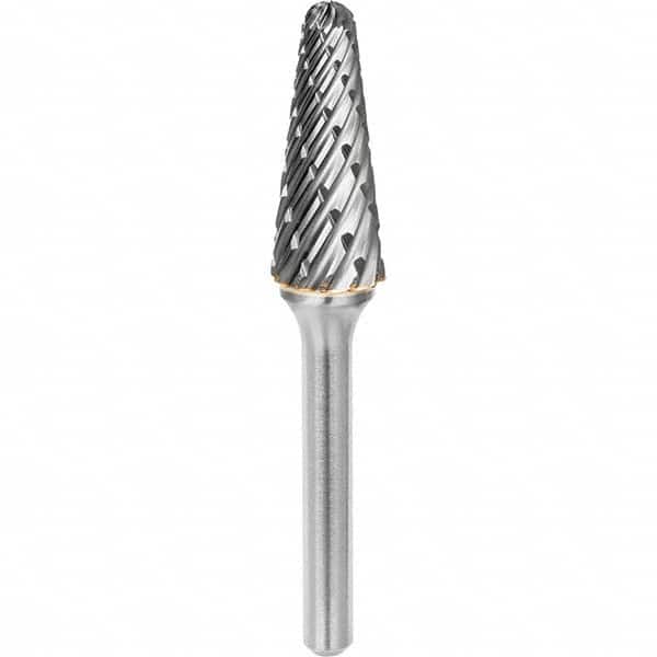 SGS Pro - 3/8" Cut Diam, 1/4" Shank Diam, Tungsten Carbide Steel Cut Ball Nose Cone Burr - Best Tool & Supply