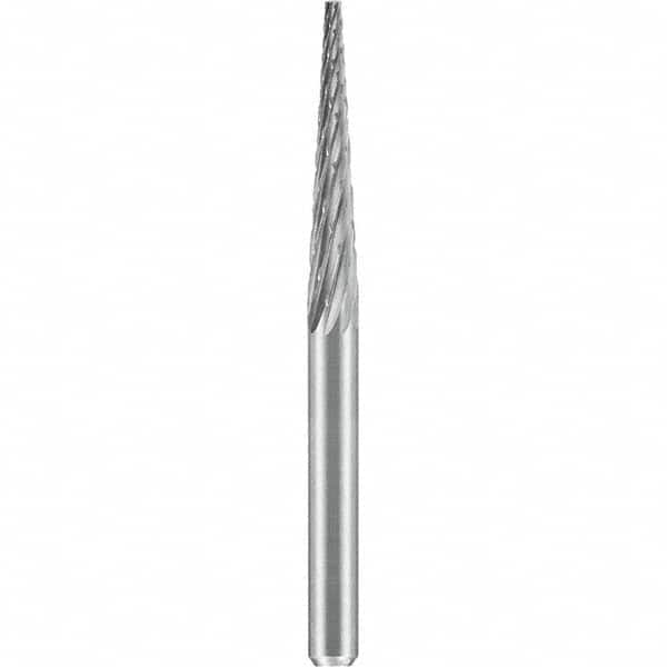 SGS Pro - 1/8" Cut Diam, 1/8" Shank Diam, Tungsten Carbide Double Cut Cone Burr - Best Tool & Supply