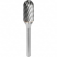 SGS Pro - 3/8" Cut Diam, 1/4" Shank Diam, Tungsten Carbide Inox Cut Ball Nose Cylinder Burr - Best Tool & Supply