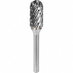 SGS Pro - 1/2" Cut Diam, 1/4" Shank Diam, Tungsten Carbide Steel Cut Ball Nose Cylinder Burr - Best Tool & Supply