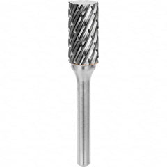 SGS Pro - 1/2" Cut Diam, 1/4" Shank Diam, Tungsten Carbide Steel Cut Cylinder Burr - Best Tool & Supply