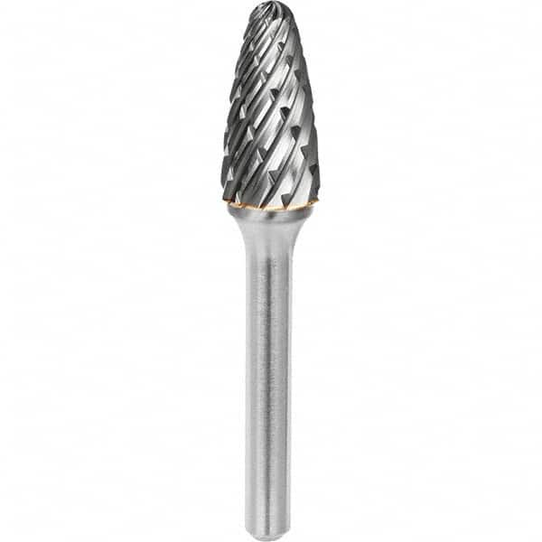 SGS Pro - 1/4" Cut Diam, 1/4" Shank Diam, Tungsten Carbide Steel Cut Ball Nose Tree Burr - Best Tool & Supply