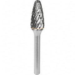 SGS Pro - 1/4" Cut Diam, 1/4" Shank Diam, Tungsten Carbide Steel Cut Ball Nose Tree Burr - Best Tool & Supply