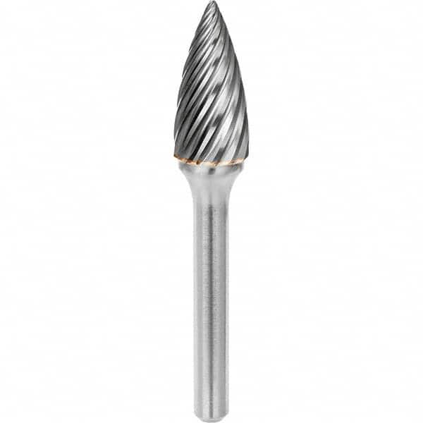 SGS Pro - 5/16" Cut Diam, 1/4" Shank Diam, Tungsten Carbide Inox Cut Pointed Tree Burr - Best Tool & Supply