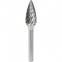 SGS Pro - 1/2" Cut Diam, 1/4" Shank Diam, Tungsten Carbide Inox Cut Pointed Tree Burr - Best Tool & Supply