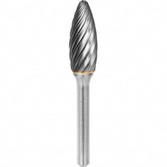 SGS Pro - 1/2" Cut Diam, 1/4" Shank Diam, Tungsten Carbide Inox Cut Flame Burr - Best Tool & Supply