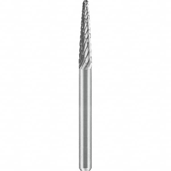 SGS Pro - 1/8" Cut Diam, 1/8" Shank Diam, Tungsten Carbide Double Cut Ball Nose Cone Burr - Best Tool & Supply