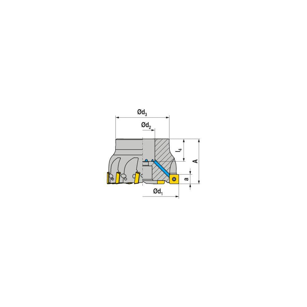 Indexable Square-Shoulder Face Mill:  A490200R0512A075175EF,  2'' Cut Dia,  0.7500″ Arbor Hole Dia,  0.3930″ Max Cutting Depth Uses  5,  SD.. 1205.. Inserts,  Through Coolant,  Series  A490-12