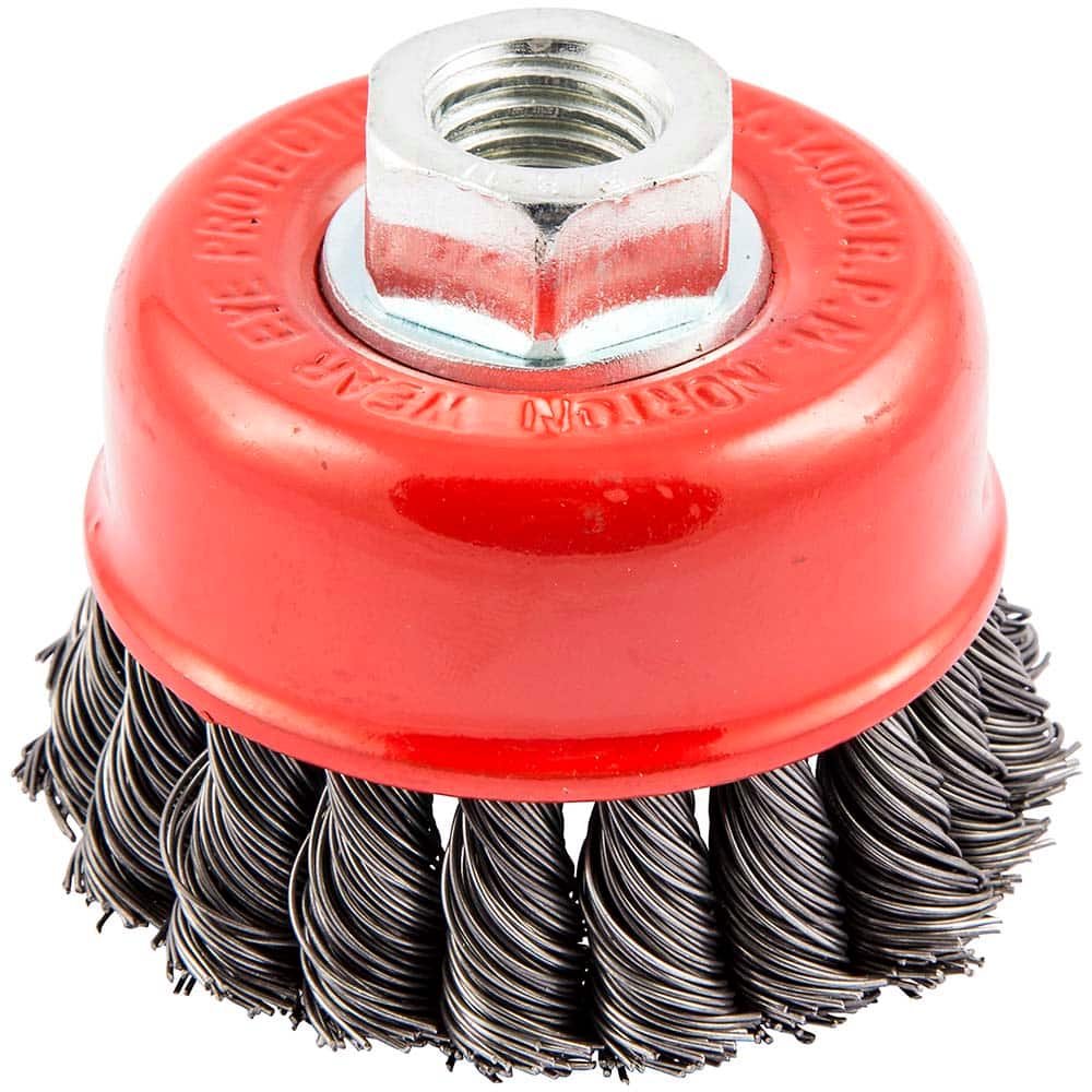 Norton - 2-3/4" Diam 5/8-11 Threaded Arbor Carbon Steel Fill Cup Brush - Best Tool & Supply