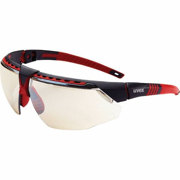 Uvex - SCT-Reflect 50 Lenses, Framed Safety Glasses - Scratch Resistant, Red Frame, Adjustable Temples, Size Universal, Wrap Around - Best Tool & Supply