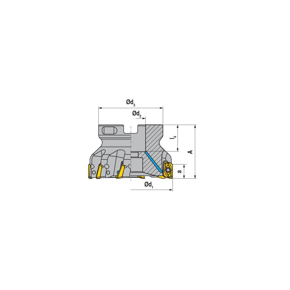 Indexable Square-Shoulder Face Mill:  A211.63.R.05-20,  22.0000″ Arbor Hole Dia, Uses  5,  XD.. 2007.. Inserts,  Through Coolant,  Series  A211-20