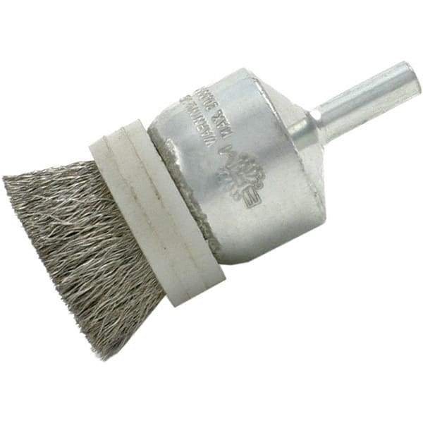 Brush Research Mfg. - 3/4" Brush Diam, Crimped, End Brush - 1/4" Diam Steel Shank, 20,000 Max RPM - Best Tool & Supply