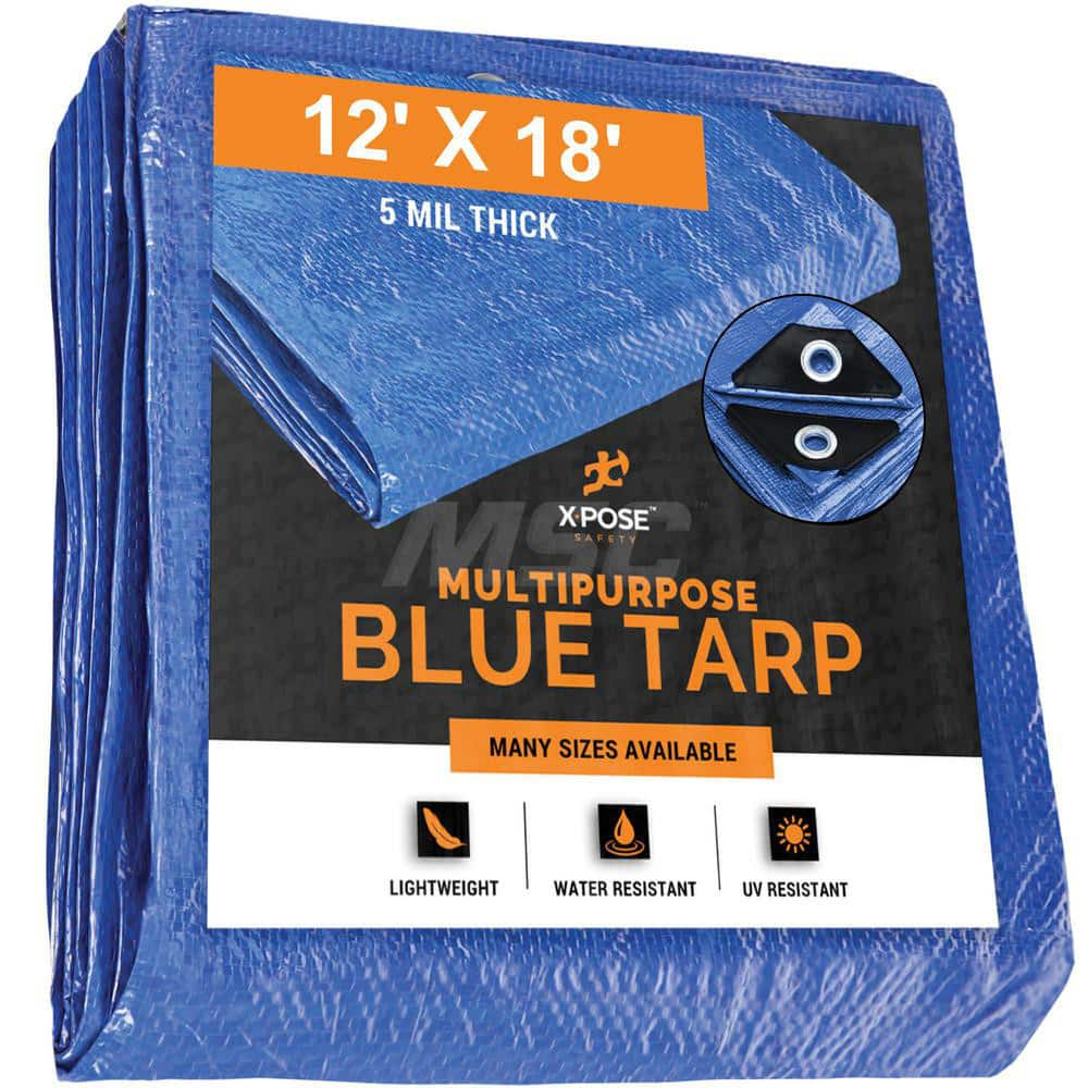 Tarp/Dust Cover: Blue, Rectangle, Polyethylene, 18' Long x 12' Wide, 5 mil Polyethylene, Rectangle