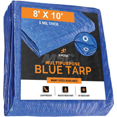 Tarp/Dust Cover: Blue, Rectangle, Polyethylene, 10' Long x 8' Wide, 5 mil Polyethylene, Rectangle