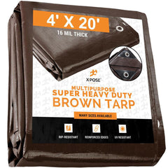 Tarp/Dust Cover: Brown, Rectangle, Polyethylene, 20' Long x 4' Wide, 16 mil Polyethylene, Rectangle