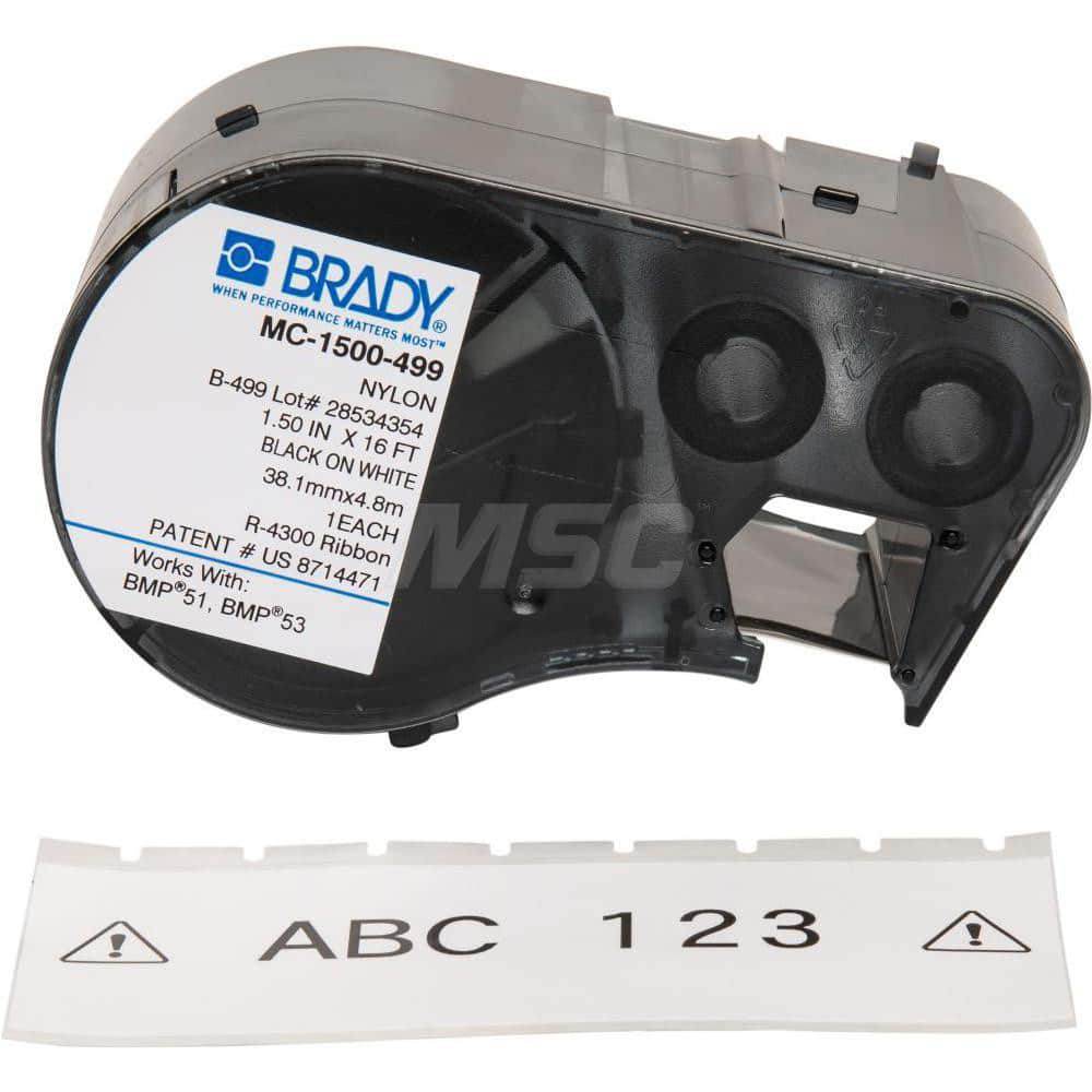 Label Maker & Tape Accessories; Type: Label; For Use With: BMP ™51 Label Printer; BMP ™53 Label Printer; Background Color: Black/White; Width (Inch): 1-1/2; Type: Label; Description: Label Cartridge of 16 Feet; Color: Black/White; Length (Feet): 16