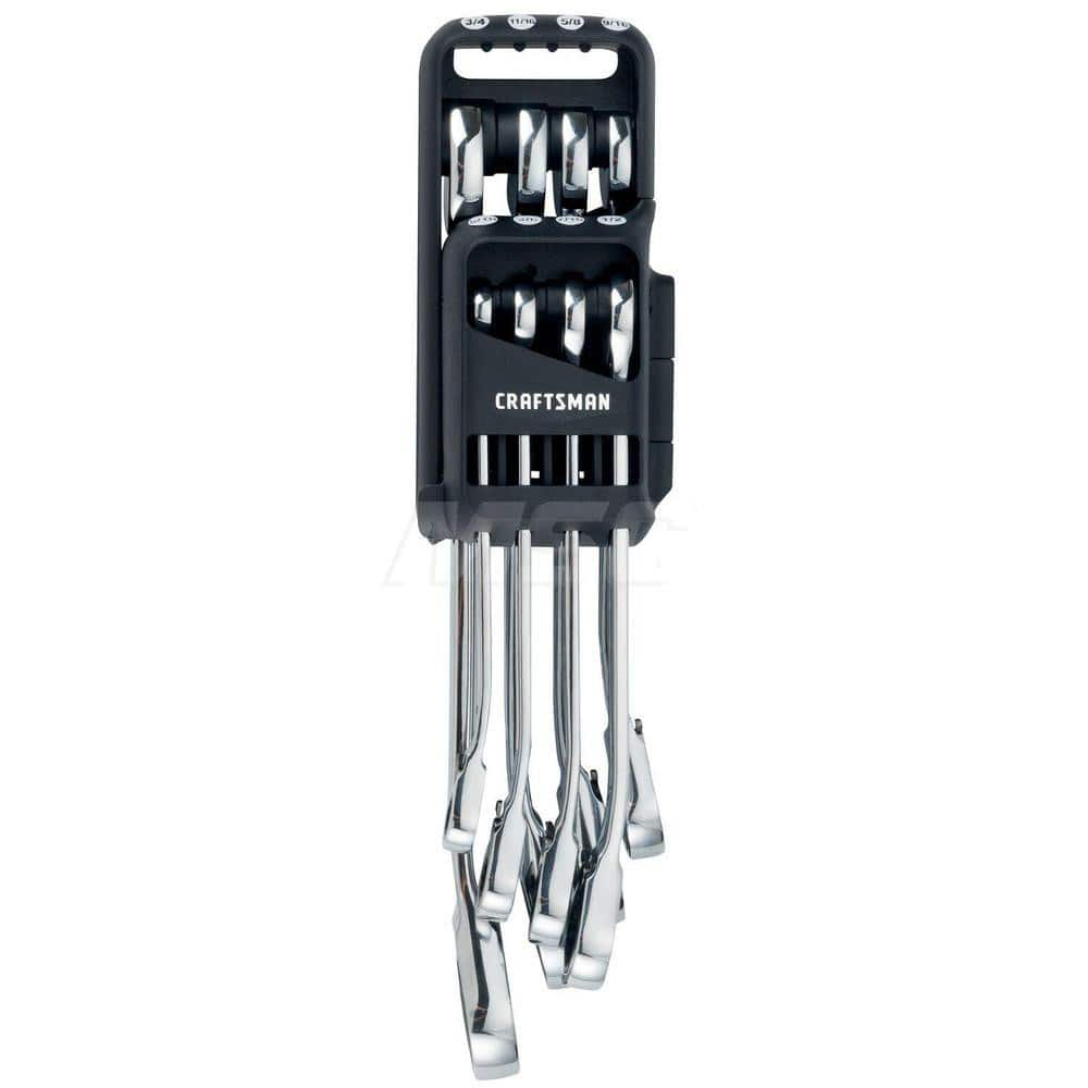 Wrench Set: 8 Pc, Inch Polished Chrome Finish