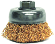3" Crimped Wire Cup Brush - .020 Bronze; 5/8-11 A.H. - Non-Sparking Wire Wheel - Best Tool & Supply