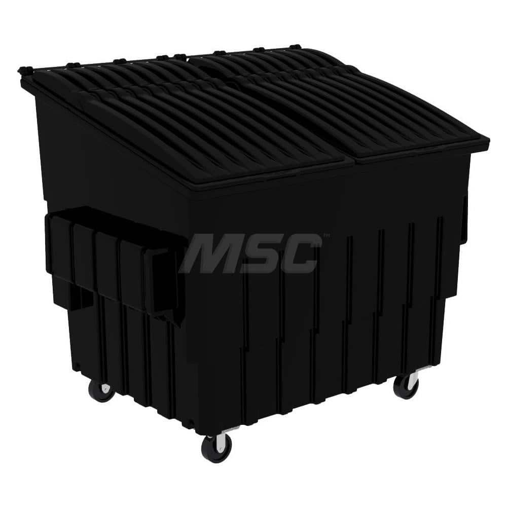 Trash Cans & Recycling Containers; Product Type: Front End Load Dumpster; Container Capacity: 4 cu yd; Container Shape: Rectangle; Lid Type: Sealed Rim; Container Material: Plastic; Color: Black; Features: Quick Change Caster Brackets; Steel-Rod-Reinforce