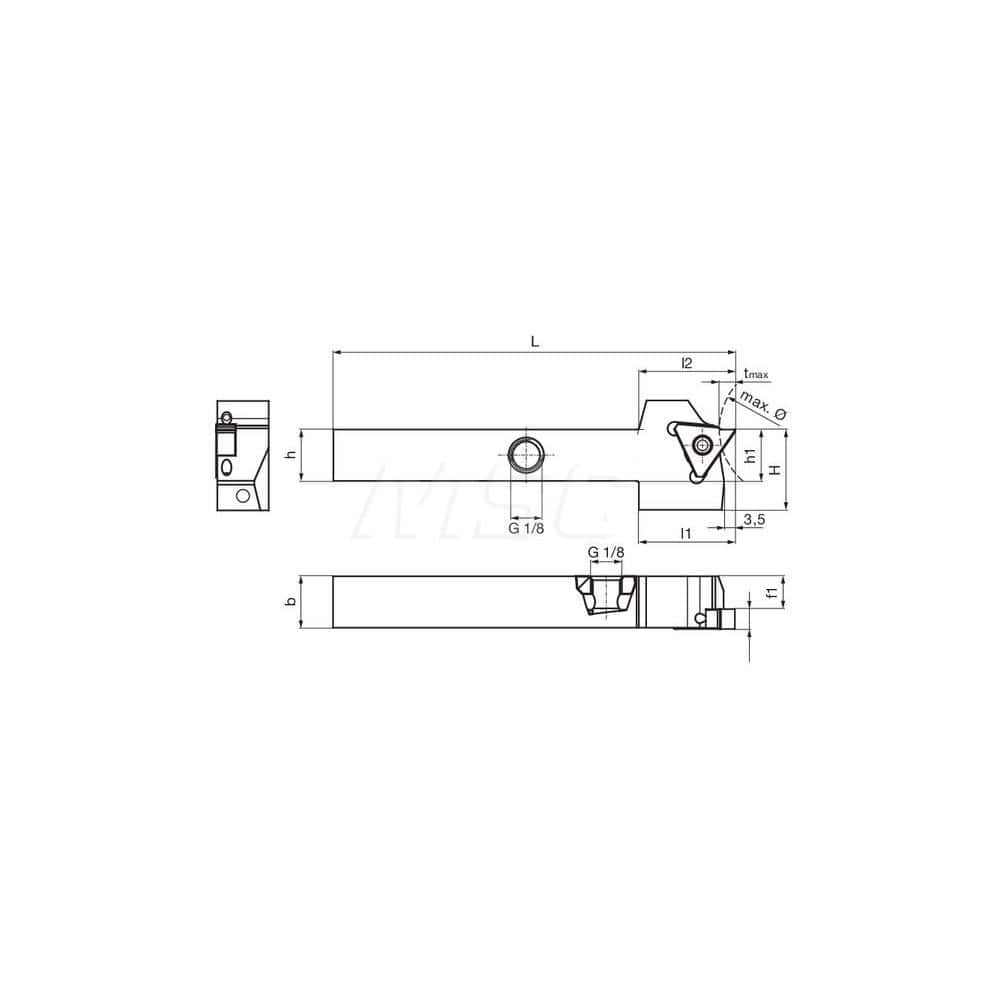 Guhring GH305.0500.500.90.04.R External Right Hand Face Grooving 90 Deg Offset Non Coolant Holder 1/2″ Square Shank