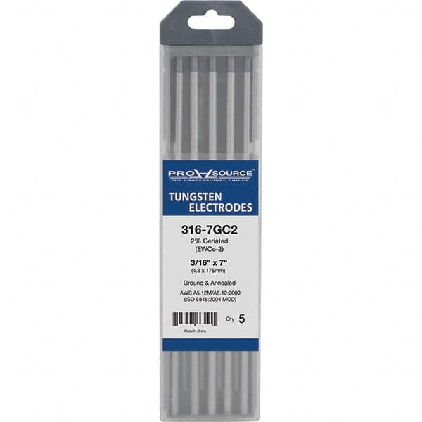 PRO-SOURCE - Tungsten Electrodes Type: 2% Ceriated Diameter (Inch): 3/16 - Best Tool & Supply