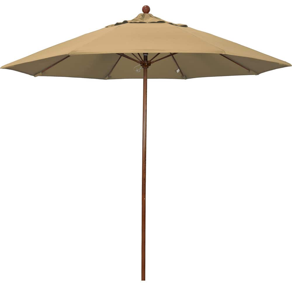 Patio Umbrellas; Diameter (Feet): 9; Height (Feet): 8.583; Fabric Color: Champagne; Base Included: No; Canopy Fabric: Olefin; Fade Resistant: Yes; Additional Information: Push Lift; Frame Material: Aluminum