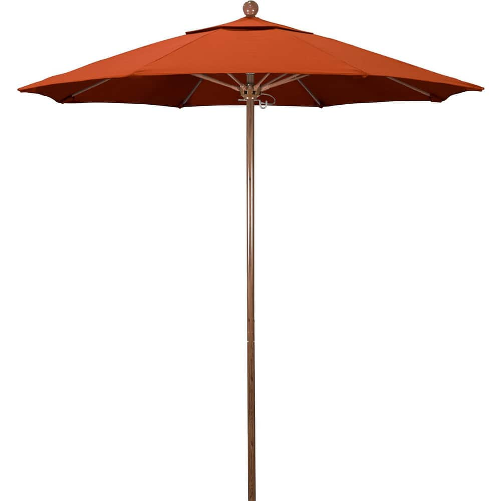 Patio Umbrellas; Diameter (Feet): 7.5; Height (Feet): 8.000; Fabric Color: Sunset; Base Included: No; Canopy Fabric: Olefin; Fade Resistant: Yes; Additional Information: Push Lift; Frame Material: Aluminum