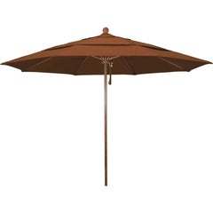 Patio Umbrellas; Diameter (Feet): 11; Height (Feet): 8.917; Fabric Color: Terracotta; Base Included: No; Canopy Fabric: Olefin; Fade Resistant: Yes; Additional Information: Pulley Lift; Frame Material: Aluminum