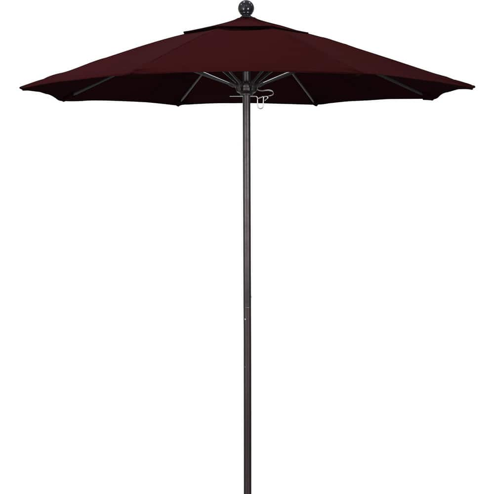 Patio Umbrellas; Diameter (Feet): 7.5; Height (Feet): 8.000; Fabric Color: Burgundy; Base Included: No; Canopy Fabric: Pacifica; Fade Resistant: Yes; Additional Information: Push Lift; Frame Material: Aluminum