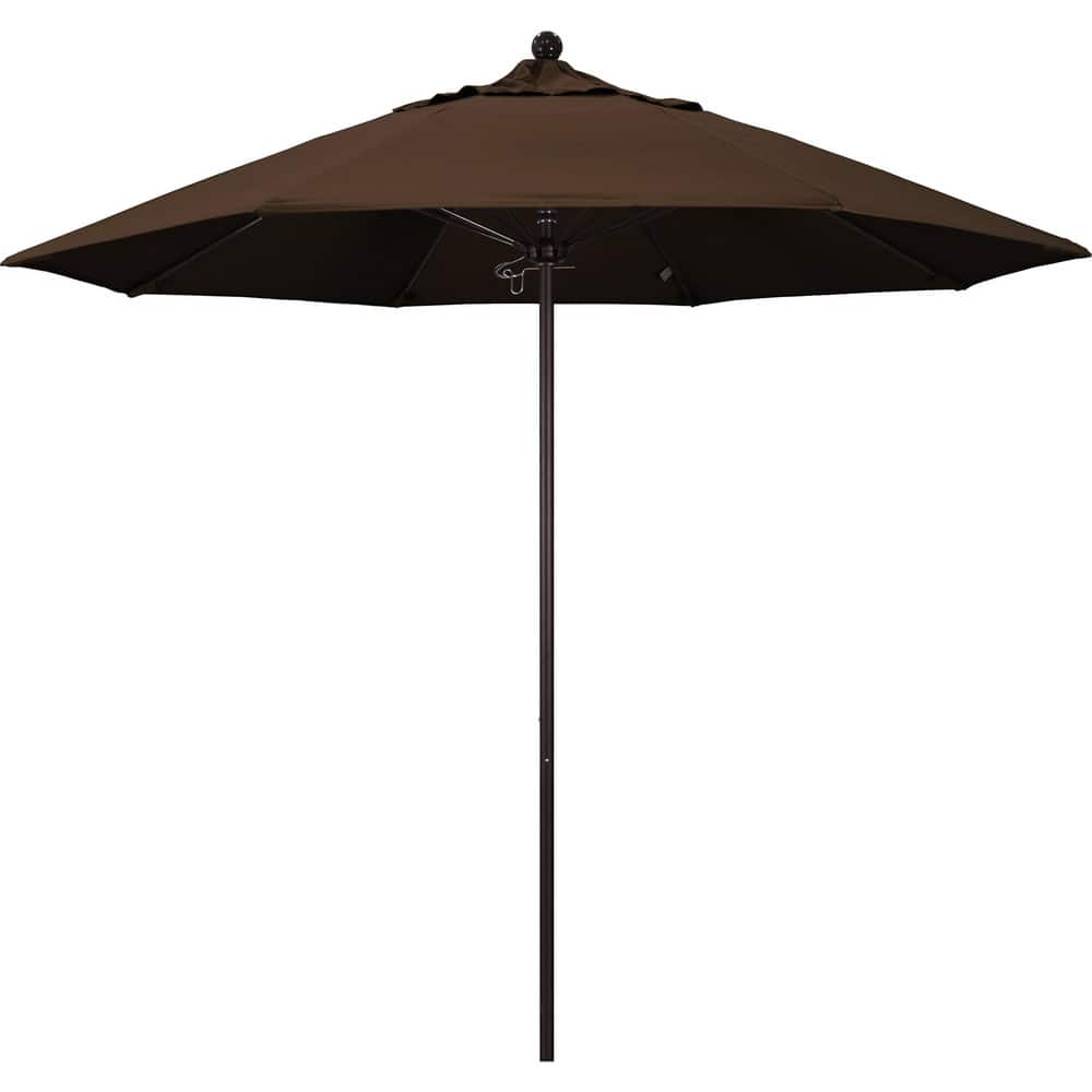 Patio Umbrellas; Diameter (Feet): 9; Height (Feet): 8.853; Fabric Color: Mocha; Base Included: No; Canopy Fabric: Pacifica; Fade Resistant: Yes; Additional Information: Push Lift; Frame Material: Aluminum