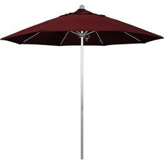 Patio Umbrellas; Diameter (Feet): 9; Height (Feet): 8.583; Fabric Color: Burgundy; Base Included: No; Canopy Fabric: Pacifica; Fade Resistant: Yes; Additional Information: Push Lift; Frame Material: Aluminum