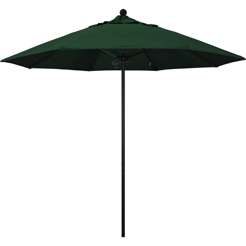 Patio Umbrellas; Diameter (Feet): 9; Height (Feet): 8.583; Fabric Color: Hunter Green; Base Included: No; Canopy Fabric: Pacifica; Fade Resistant: Yes; Additional Information: Push Lift; Frame Material: Aluminum