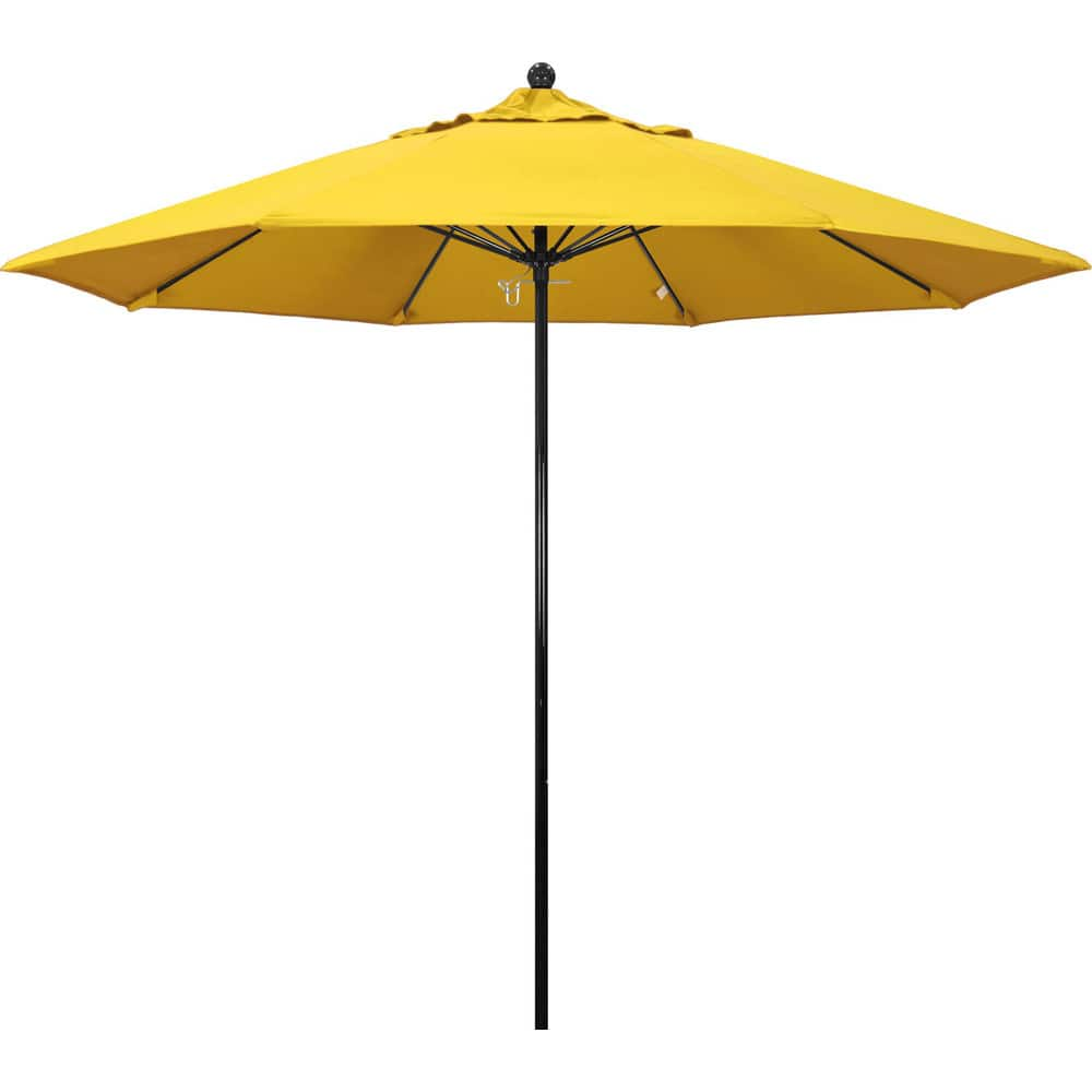 Patio Umbrellas; Diameter (Feet): 9; Height (Feet): 8.750; Fabric Color: Lemon; Base Included: No; Canopy Fabric: Olefin; Fade Resistant: Yes; Additional Information: Push Lift; Frame Material: Fiberglass