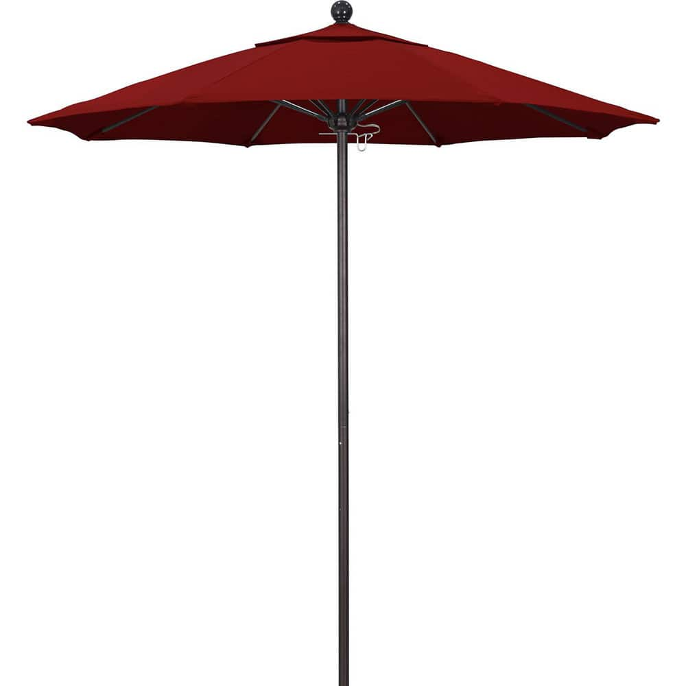 Patio Umbrellas; Diameter (Feet): 7.5; Height (Feet): 8.000; Fabric Color: Red; Base Included: No; Canopy Fabric: Pacifica; Fade Resistant: Yes; Additional Information: Push Lift; Frame Material: Aluminum