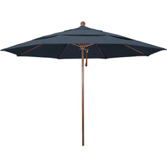 Patio Umbrellas; Diameter (Feet): 11; Height (Feet): 8.917; Fabric Color: Sapphire Blue; Base Included: No; Canopy Fabric: Pacifica; Fade Resistant: Yes; Additional Information: Pulley Lift; Frame Material: Aluminum