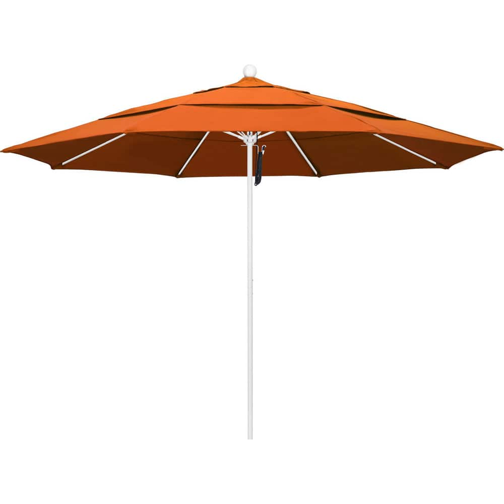 Patio Umbrellas; Diameter (Feet): 11; Height (Feet): 8.917; Fabric Color: Tuscan; Base Included: No; Canopy Fabric: Pacifica; Fade Resistant: Yes; Additional Information: Pulley Lift; Frame Material: Aluminum